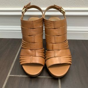 Brown heeled sandals